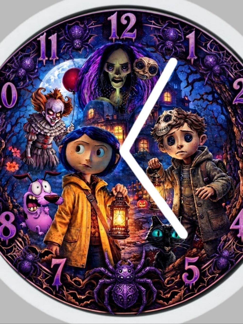Coraline Halloween Christmas Thanksgiving Art Clock